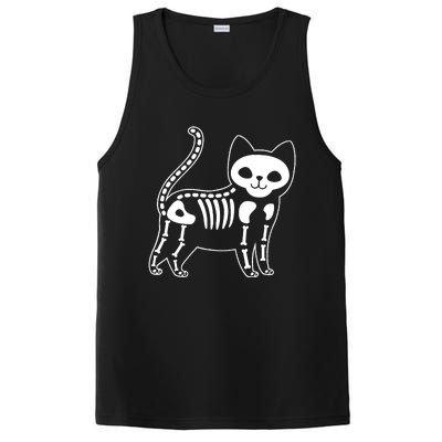 Funny Halloween Skeleton Cat Kitty Costume Skull Cat PosiCharge Competitor Tank