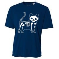 Funny Halloween Skeleton Cat Kitty Costume Skull Cat Cooling Performance Crew T-Shirt