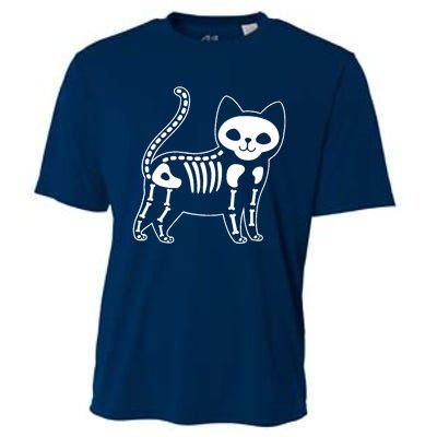 Funny Halloween Skeleton Cat Kitty Costume Skull Cat Cooling Performance Crew T-Shirt