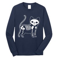 Funny Halloween Skeleton Cat Kitty Costume Skull Cat Long Sleeve Shirt