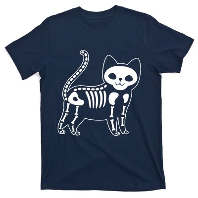 Funny Halloween Skeleton Cat Kitty Costume Skull Cat T-Shirt