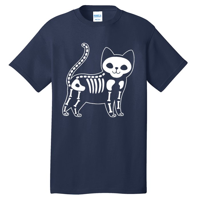 Funny Halloween Skeleton Cat Kitty Costume Skull Cat Tall T-Shirt