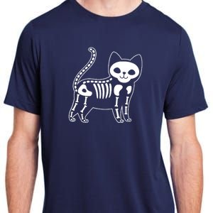 Funny Halloween Skeleton Cat Kitty Costume Skull Cat Adult ChromaSoft Performance T-Shirt