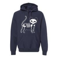 Funny Halloween Skeleton Cat Kitty Costume Skull Cat Premium Hoodie