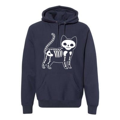 Funny Halloween Skeleton Cat Kitty Costume Skull Cat Premium Hoodie