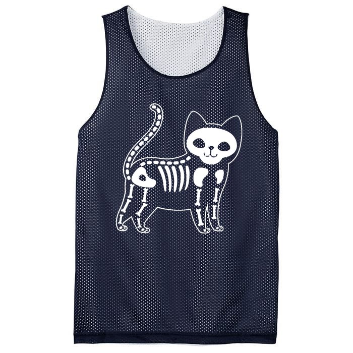 Funny Halloween Skeleton Cat Kitty Costume Skull Cat Mesh Reversible Basketball Jersey Tank