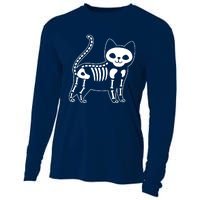 Funny Halloween Skeleton Cat Kitty Costume Skull Cat Cooling Performance Long Sleeve Crew