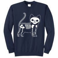 Funny Halloween Skeleton Cat Kitty Costume Skull Cat Tall Sweatshirt