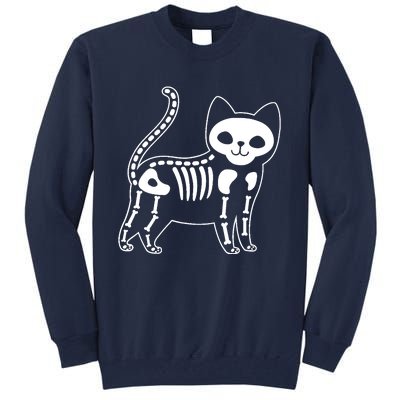 Funny Halloween Skeleton Cat Kitty Costume Skull Cat Tall Sweatshirt