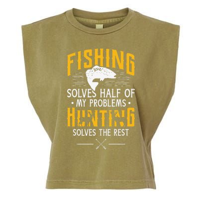 Fishing & Hunting Solve My Problems Funny Gift Garment-Dyed Women's Muscle Tee