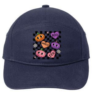 Funny Halloween Spooky Vibes Pumpkin Heart Boo Magic Checked 7-Panel Snapback Hat