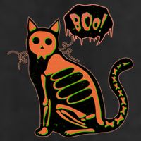 Funny Halloween Skeleton Cat 7 Panel Mesh Trucker Snapback Hat