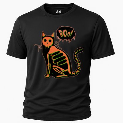 Funny Halloween Skeleton Cat Performance Shirt