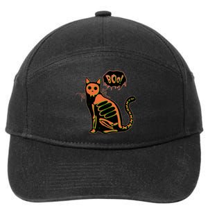 Funny Halloween Skeleton Cat 7-Panel Snapback Hat