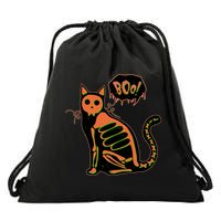 Funny Halloween Skeleton Cat Drawstring Bag