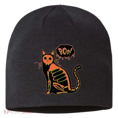 Funny Halloween Skeleton Cat Sustainable Beanie