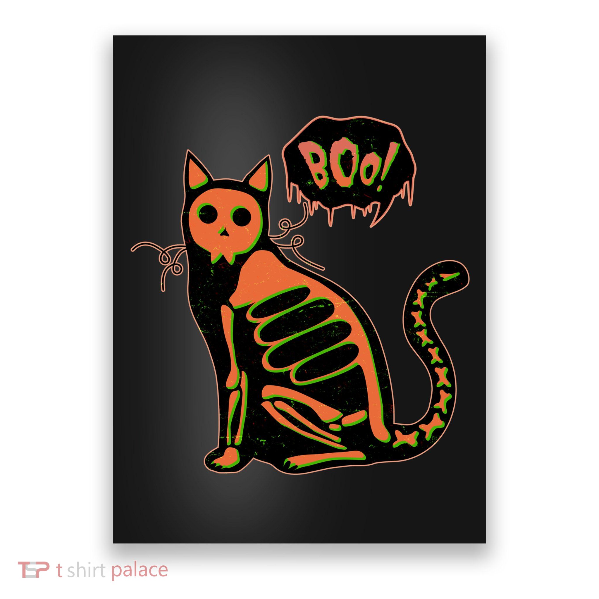 Funny Halloween Skeleton Cat Poster