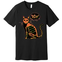 Funny Halloween Skeleton Cat Premium T-Shirt