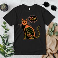 Funny Halloween Skeleton Cat Premium T-Shirt