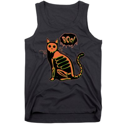 Funny Halloween Skeleton Cat Tank Top