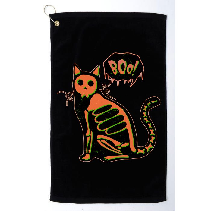 Funny Halloween Skeleton Cat Golf Towel