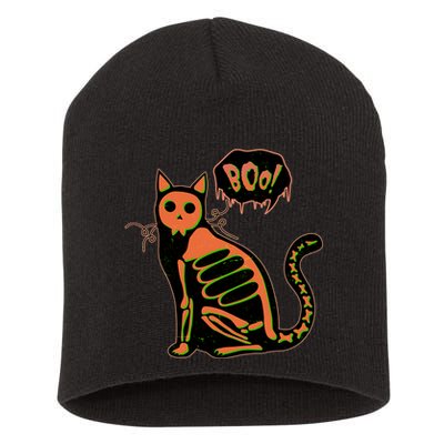 Funny Halloween Skeleton Cat Short Acrylic Beanie