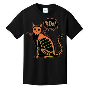 Funny Halloween Skeleton Cat Kids T-Shirt