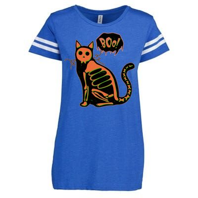 Funny Halloween Skeleton Cat Enza Ladies Jersey Football T-Shirt