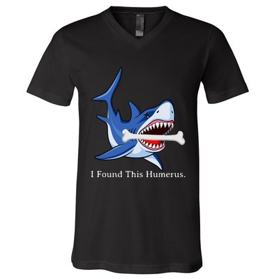 Funny Halloween Shark I Found This Humerus Costume Gift V-Neck T-Shirt