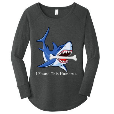 Funny Halloween Shark I Found This Humerus Costume Gift Women's Perfect Tri Tunic Long Sleeve Shirt