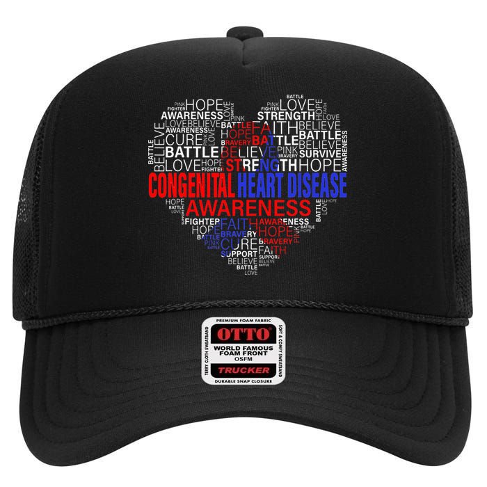 Fighting Hope Support CHD Awareness Heart Disease High Crown Mesh Back Trucker Hat