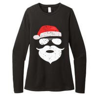 Funny Hipster Santa Beard Sunglasses and Red Hat Christmas Womens CVC Long Sleeve Shirt