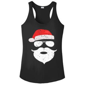 Funny Hipster Santa Beard Sunglasses and Red Hat Christmas Ladies PosiCharge Competitor Racerback Tank