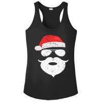 Funny Hipster Santa Beard Sunglasses and Red Hat Christmas Ladies PosiCharge Competitor Racerback Tank