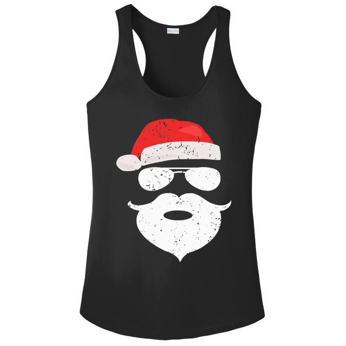 Funny Hipster Santa Beard Sunglasses and Red Hat Christmas Ladies PosiCharge Competitor Racerback Tank