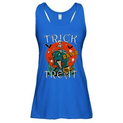 Funny Halloween Skeleton Dino Trick Rawr Treat TRex Great Gift Ladies Essential Flowy Tank