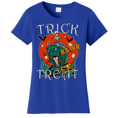 Funny Halloween Skeleton Dino Trick Rawr Treat TRex Great Gift Women's T-Shirt