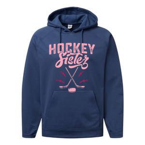 Funny Hockey Sister For Wo Girls Ice Hockey Player Lovers Performance Fleece Hoodie