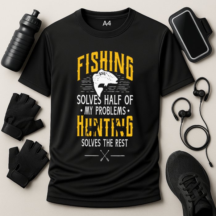 Fishing & Hunting Solve My Problems Funny Gift Cooling Performance Crew T-Shirt