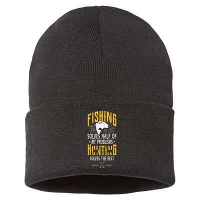 Fishing & Hunting Solve My Problems Funny Gift Sustainable Knit Beanie