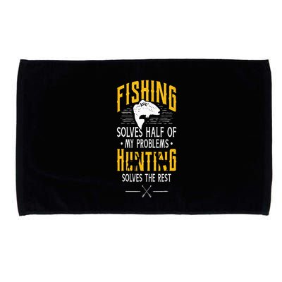 Fishing & Hunting Solve My Problems Funny Gift Microfiber Hand Towel