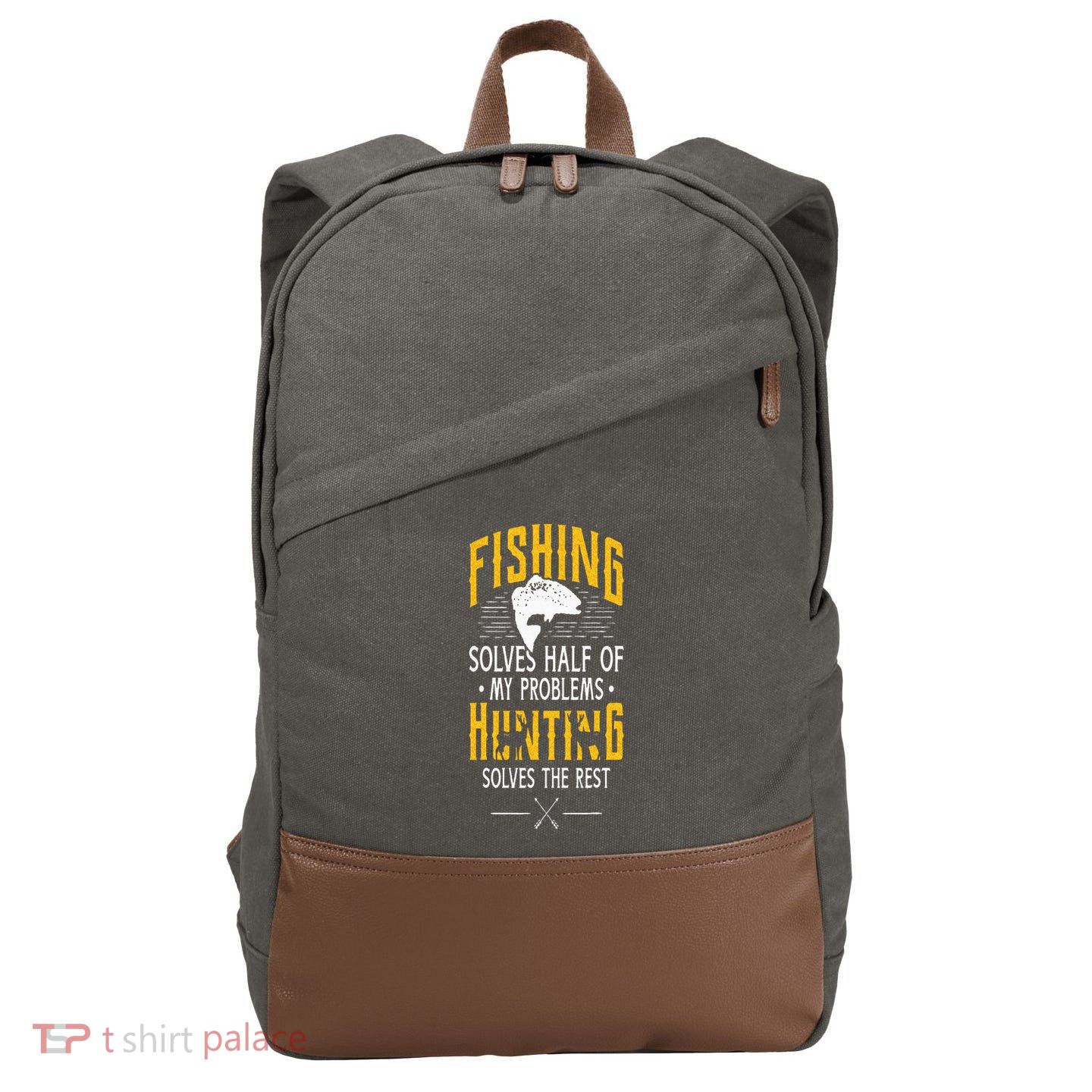 Fishing & Hunting Solve My Problems Funny Gift Cotton Canvas Backpack