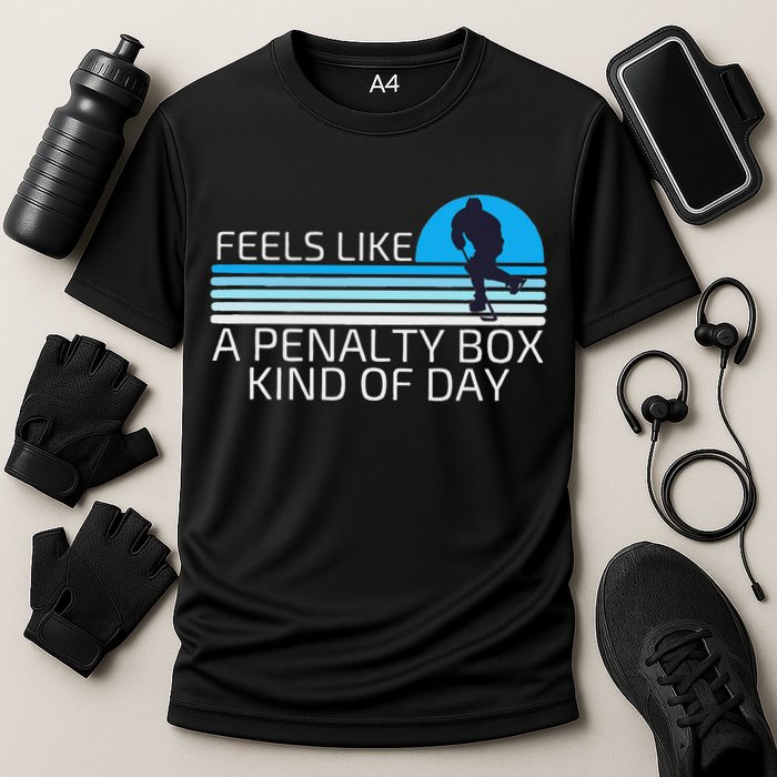 Funny Hockey Sunset Feels Like A Penalty Box Kind Of Day Cooling Performance Crew T-Shirt