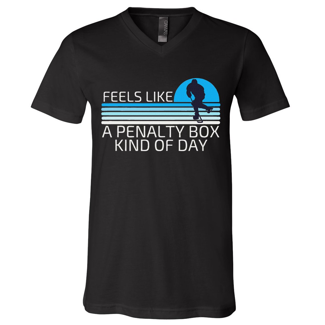 Funny Hockey Sunset Feels Like A Penalty Box Kind Of Day V-Neck T-Shirt