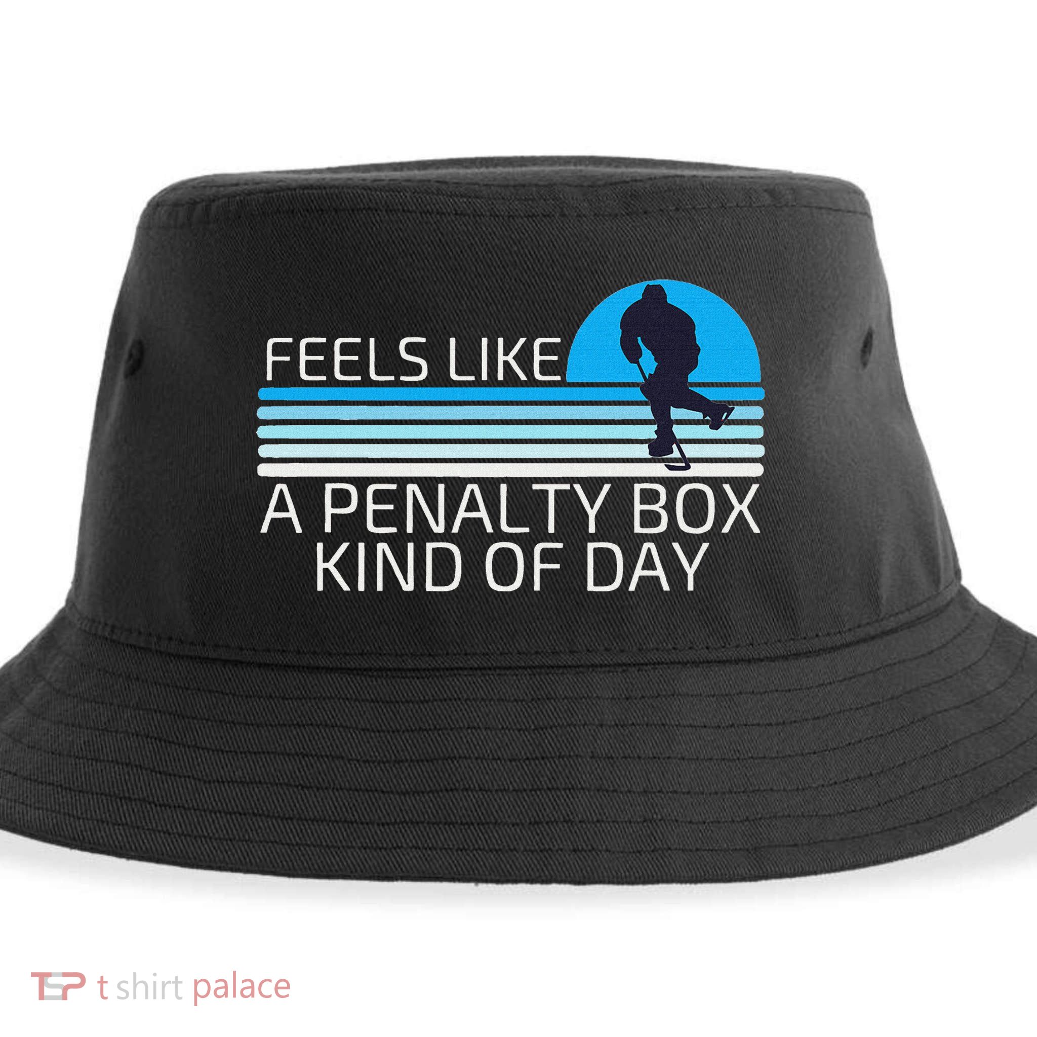 Funny Hockey Sunset Feels Like A Penalty Box Kind Of Day Sustainable Bucket Hat