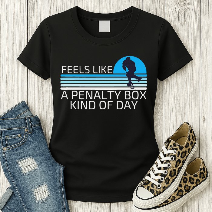 Funny Hockey Sunset Feels Like A Penalty Box Kind Of Day Womens T-Shirt