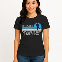 Funny Hockey Sunset Feels Like A Penalty Box Kind Of Day Womens T-Shirt