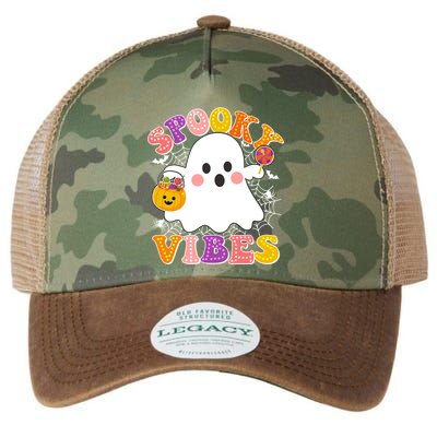 Funny Halloween Spooky Vibes Trick Or Treating Ghost Legacy Tie Dye Trucker Hat