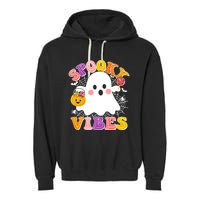 Funny Halloween Spooky Vibes Trick Or Treating Ghost Garment-Dyed Fleece Hoodie