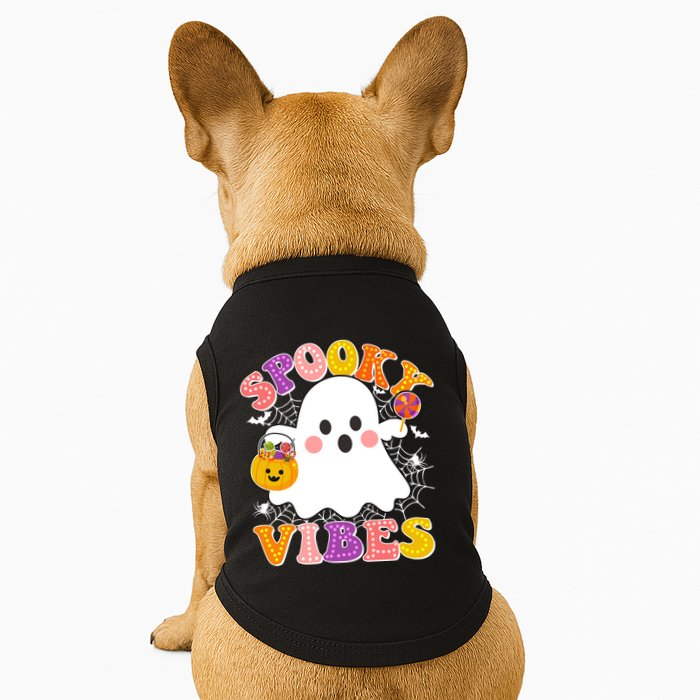 Funny Halloween Spooky Vibes Trick Or Treating Ghost Doggie Tank